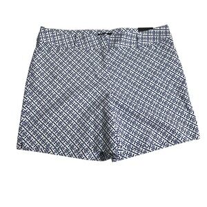 NWT The Limited Tailored Chino Short Royal Tiles Print Blue & White Size 14